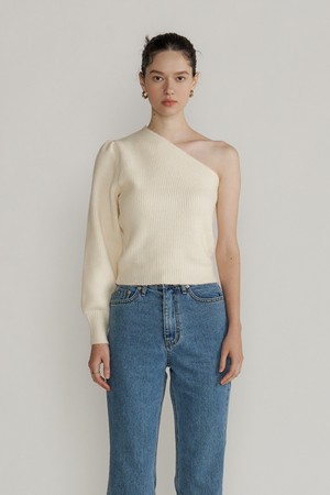 [22fw]One off shoulder knit (ivory)