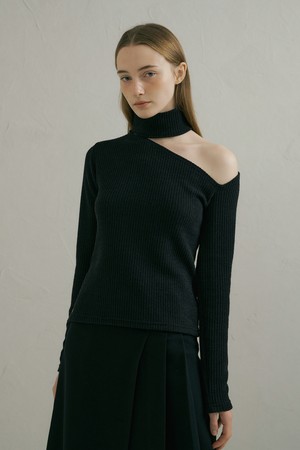 [22winter]Shoulder cutting turtleneck sleeves (black)