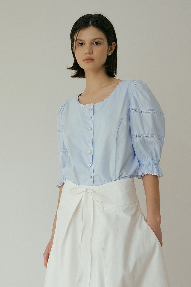 Lucir zu - 블라우스 - Princess line blouse (sky blue)