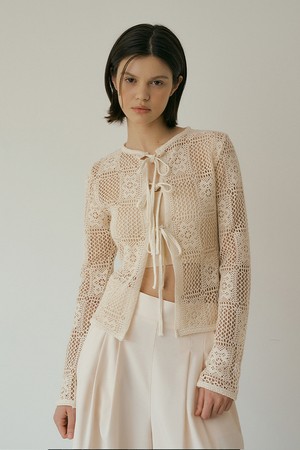 Cotton crochet cardigan (cream)