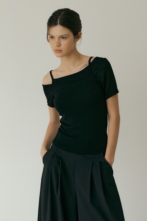 Layered t-shirts Set(black)