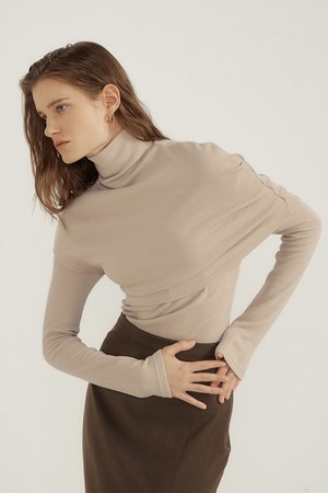 Two-way Cape Turtleneck Sleeve (set)(beige)