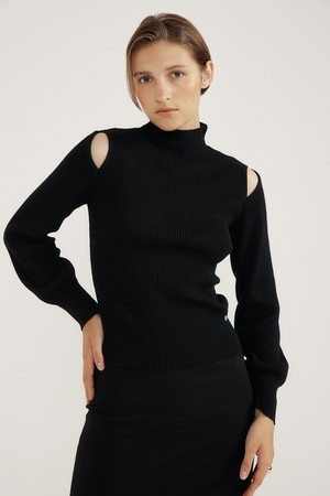 Cutting Half Turtleneck Knit (black)