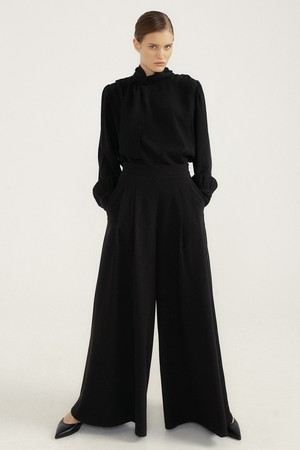 Wool Palazzo Pant (black)