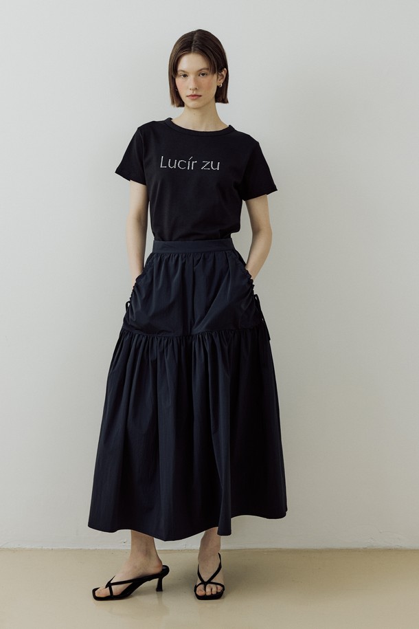 Lucir zu - 롱스커트 - Candy Shirring Skirt (black)