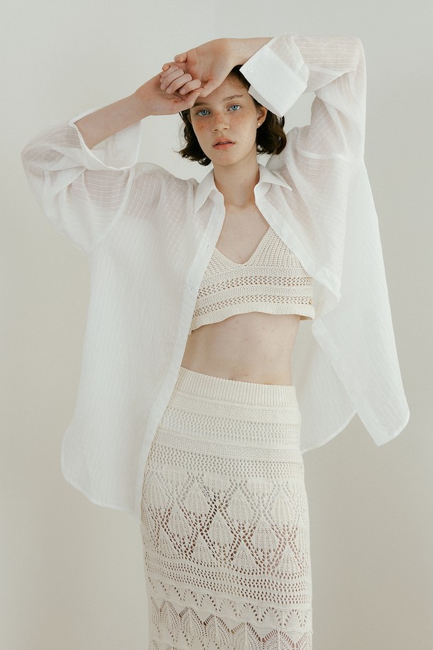 Lucir zu - 셔츠 - See-through Oversized Shirt (white)