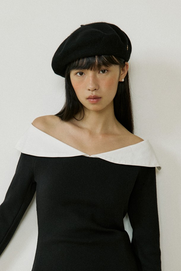 Lucir zu - 모자 - Classic Logo Wool Beret (black)