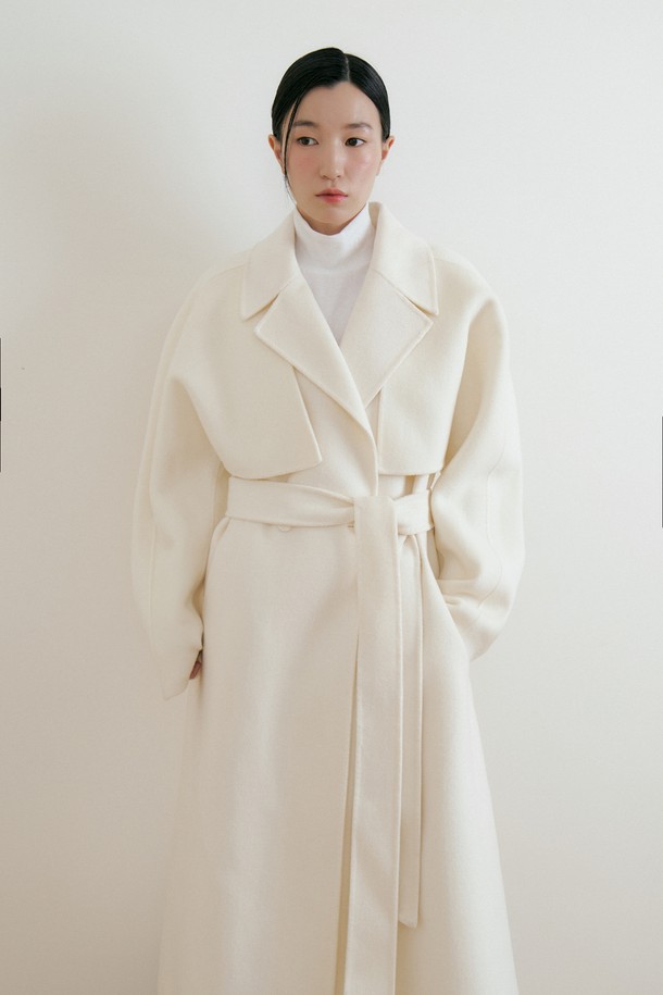 Lucir zu - 코트 - Two-way Cape Wool Coat (ivory)