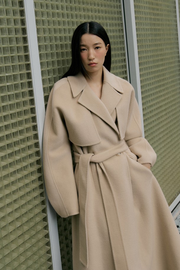 Lucir zu - 코트 - Two-way Cape Wool Coat (beige)