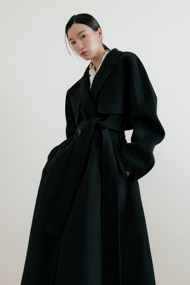 Lucir zu - 코트 - Two-way Cape Wool Coat (black)