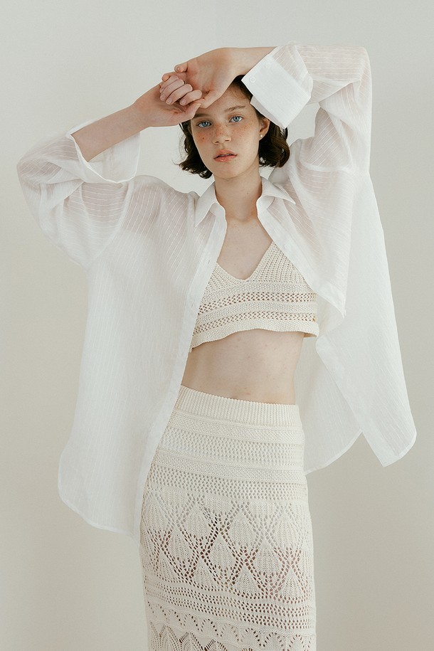 Lucir zu - 셔츠 - See-through Oversized Shirt (white)