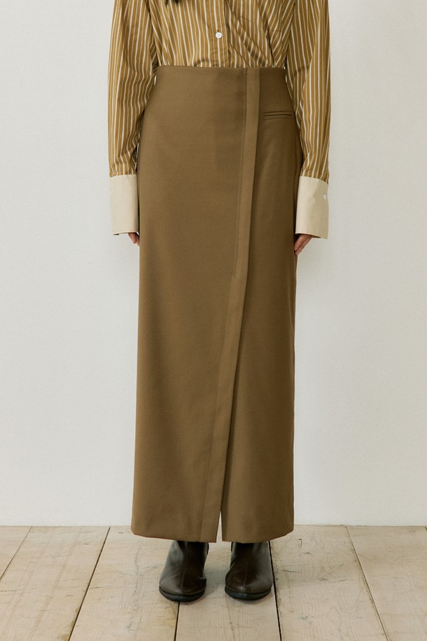 Lucir zu - 롱스커트 - Wrap Maxi Skirt (brown)