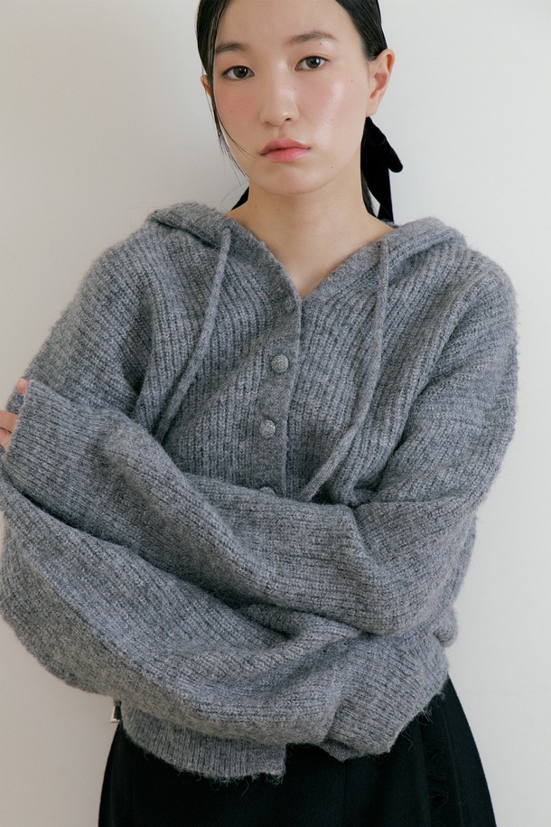 Lucir zu - 가디건 - Wool Hood Knit Cadigan (melange)