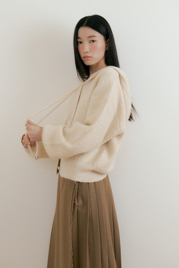 Lucir zu - 가디건 - Wool Hood Knit Cadigan (cream)