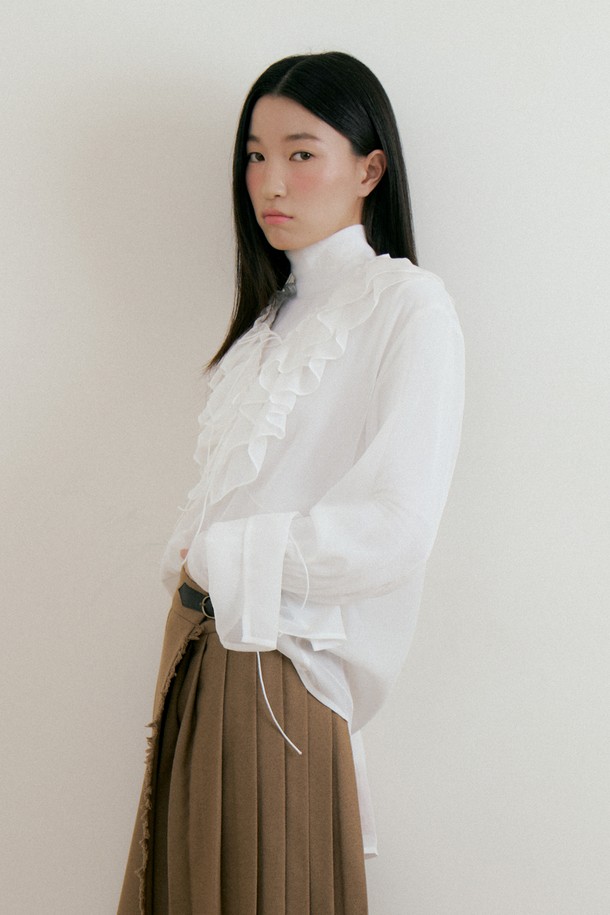 Lucir zu - 블라우스 - Bohemian Frill Chiffon Blouse (ivory)