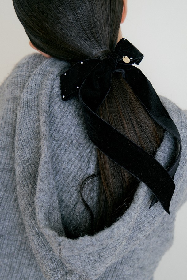 Lucir zu - 헤어 ACC - Velvet Ribbon Scrunch (black)