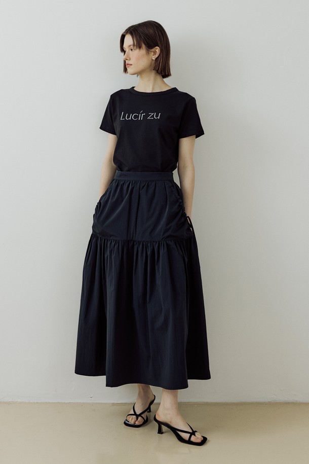 Lucir zu - 롱스커트 - Candy Shirring Skirt (black)