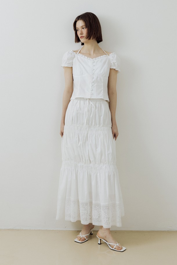 Lucir zu - 롱스커트 - Smoke Shirring Skirt (white)