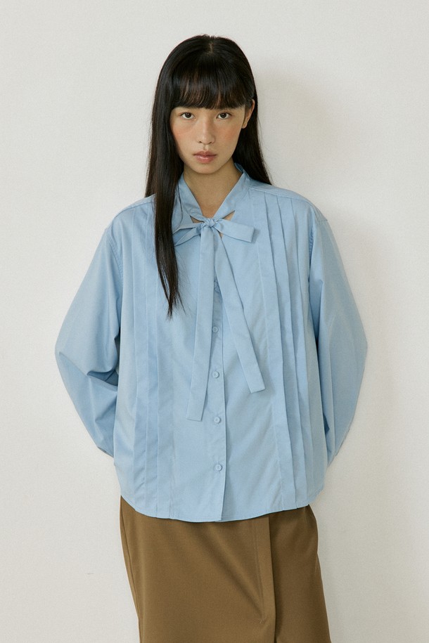 Lucir zu - 셔츠 - Strap Tuck Shirt (sky blue)