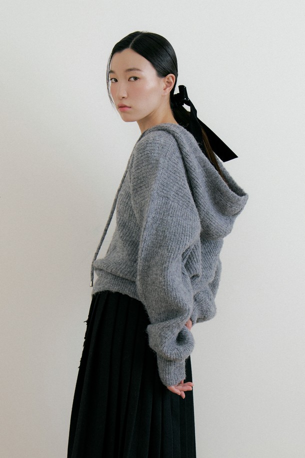 Lucir zu - 가디건 - Wool Hood Knit Cadigan (melange)