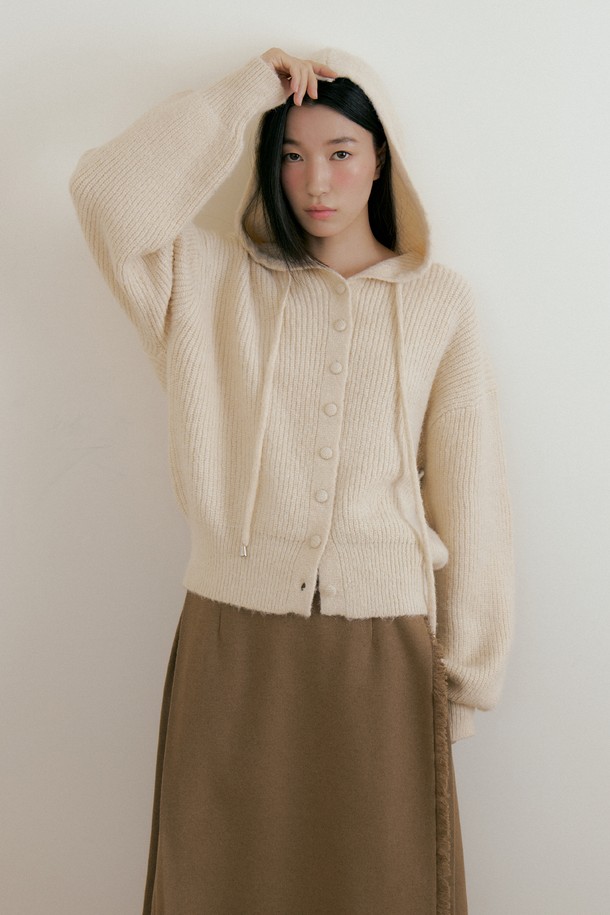 Lucir zu - 가디건 - Wool Hood Knit Cadigan (cream)