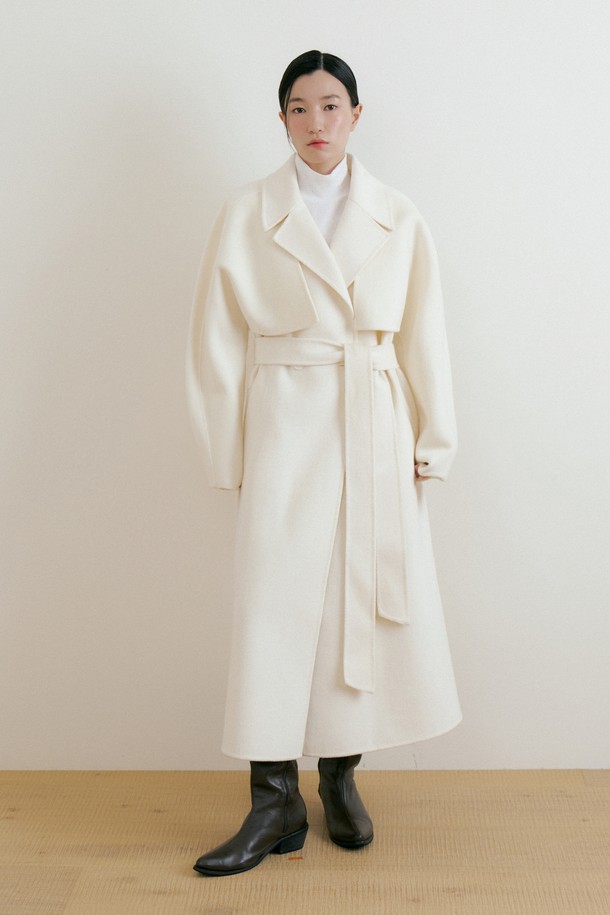 Lucir zu - 코트 - Two-way Cape Wool Coat (ivory)