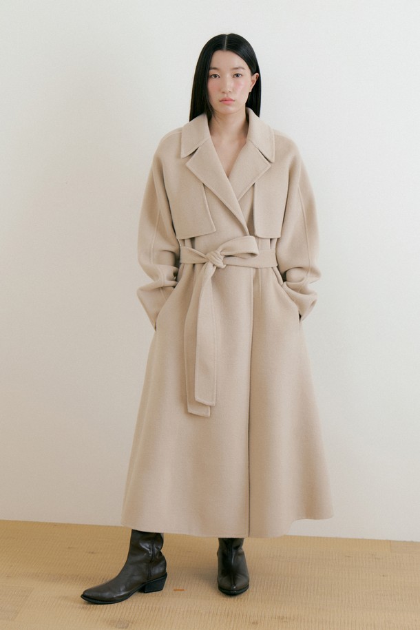 Lucir zu - 코트 - Two-way Cape Wool Coat (beige)