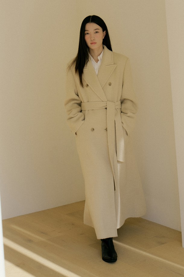 Lucir zu - 코트 - Double Wool Maxi Coat (light beige)