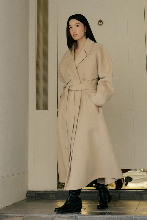 Lucir zu - 코트 - Two-way Cape Wool Coat (beige)