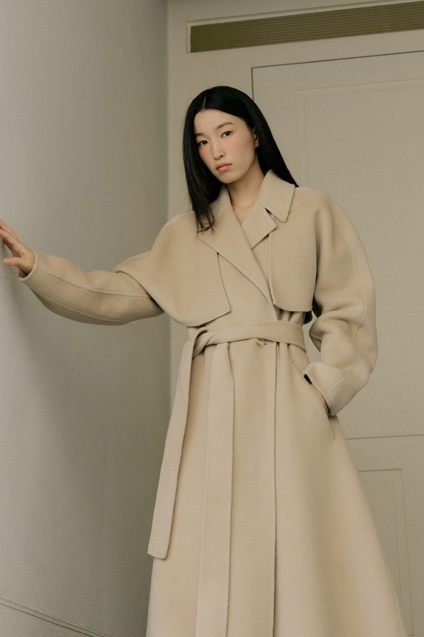 Lucir zu - 코트 - Two-way Cape Wool Coat (beige)