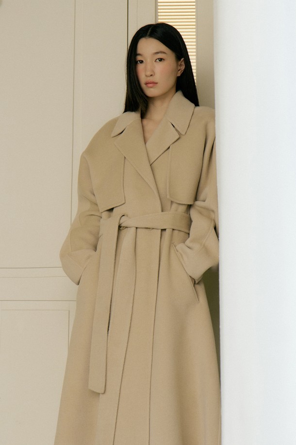 Lucir zu - 코트 - Two-way Cape Wool Coat (beige)