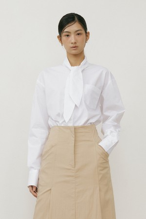 Tie Overfit Cotton Shirt (white)