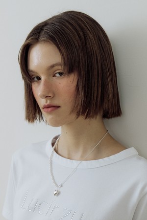 Pearl silver heart Necklace (담수진주+925silver)