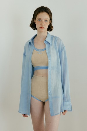 See-through Oversized Shirt (sky blue)