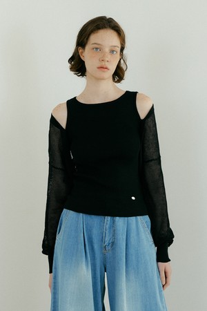 Net Bolero Knit (Set-up) (black)