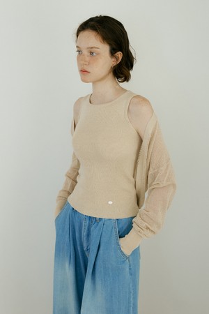 Net Bolero Knit (Set-up) (beige)