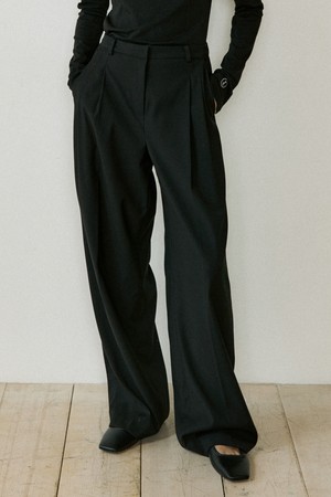 Low Rise Wide Slacks (black)