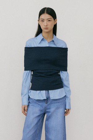 Overlap Off Shoulder Sleeve (navy)