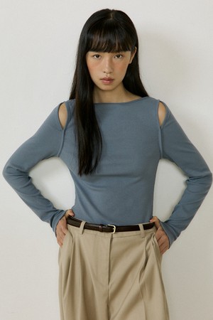 Boatneck Shoulder point Sleeve (sky blue)