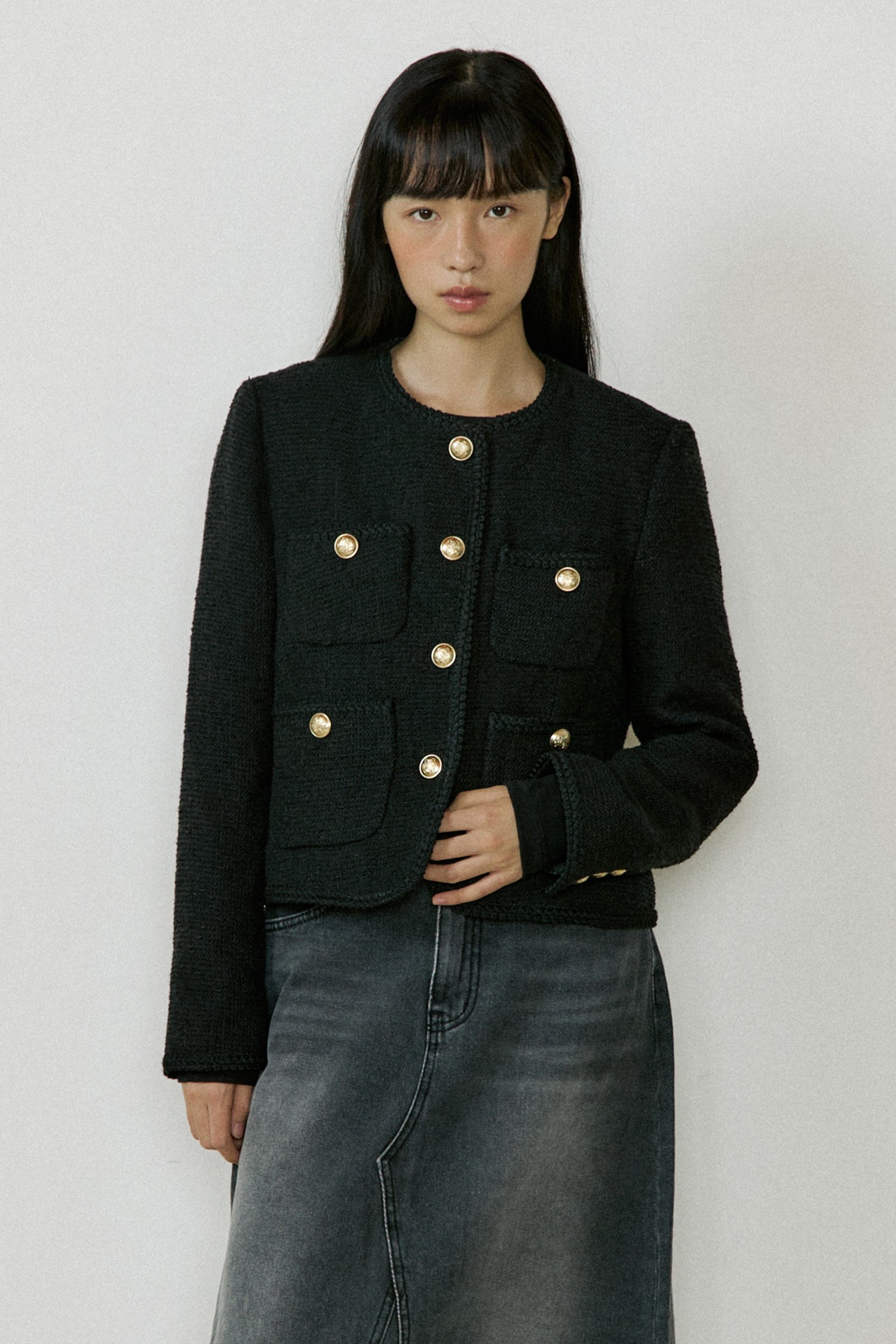 standcollar vintage twill coat – louren store