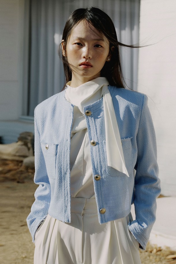Jane Fringe Tweed Jacket (sky blue)_Lucir zu - 코오롱몰 Jane Fringe Tweed Jacket (sky blue)_Lucir zu - 코오롱몰