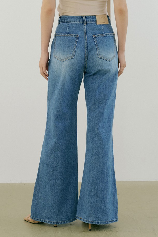 Lucir zu - 롱/미디팬츠 - Wide Bootcut Jeans (blue)