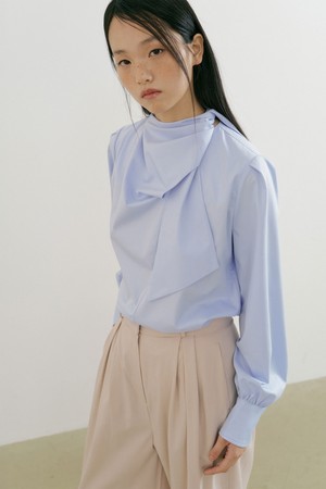 Drape Scarf Blouse (sky blue)