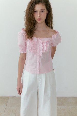 Frill Collared Blouse (pink)