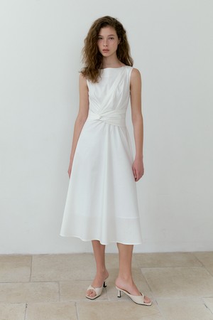 Waist-Twisted Sleeveless Dress (ivory)