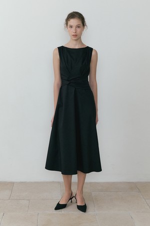 Waist-Twisted Sleeveless Dress (black)