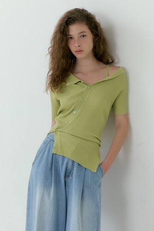 Diagonal Collar Knit (green)