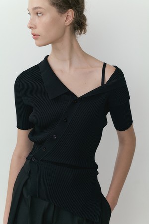 Diagonal Collar Knit (black)