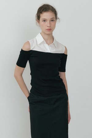 Off-Shoulder Shirt Top (black)