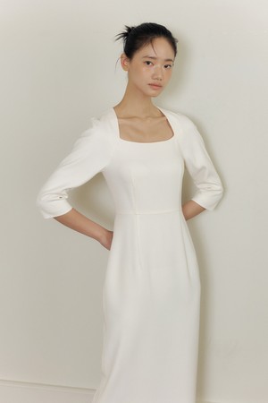 Raglan Square Neck Dress (ivory)